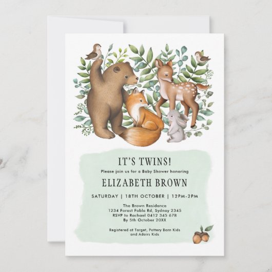 Baby shower met tweelingbogen kaart (Voorkant)