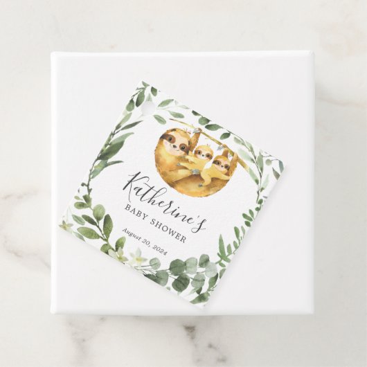 Baby shower met tweeslachtige sleuf bedankjes labels (In situ)