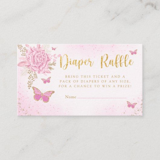Baby shower met verkuilte vlinder - Raffle en Informatiekaartje (Voorkant)