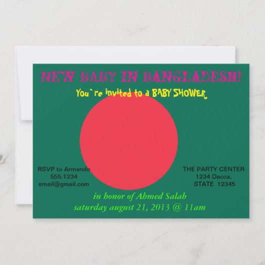 Baby shower met vlag van Bangladesh Kaart (Voorkant)