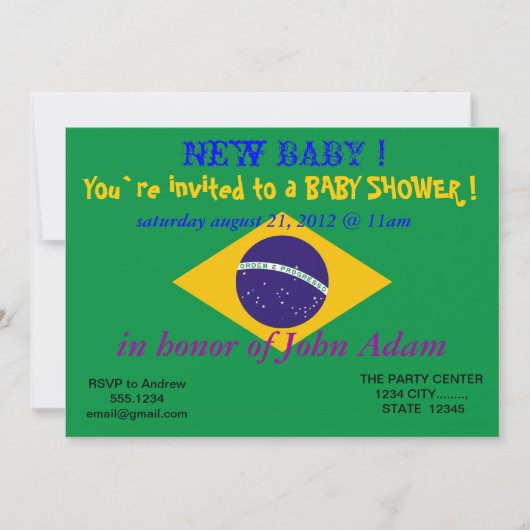 Baby shower met vlag van Brazilië Kaart (Voorkant)