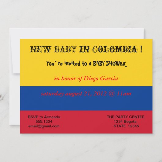 Baby shower met vlag van Colombia Kaart (Voorkant)