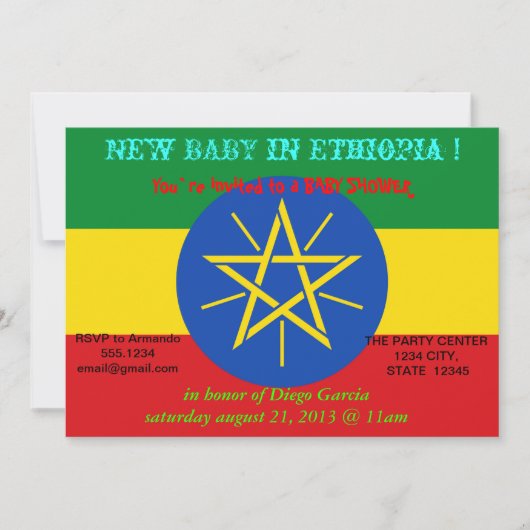 Baby shower met vlag van Ethiopië Kaart (Voorkant)
