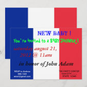 Baby shower met vlag van Frankrijk Kaart (Voorkant / Achterkant)