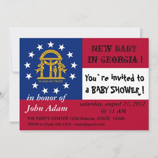 Baby shower met vlag van Georgië Kaart (Voorkant)