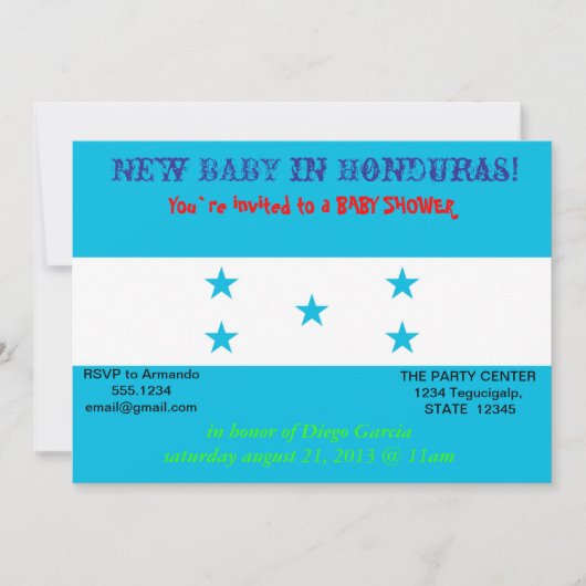 Baby shower met vlag van Honduras Kaart (Voorkant)