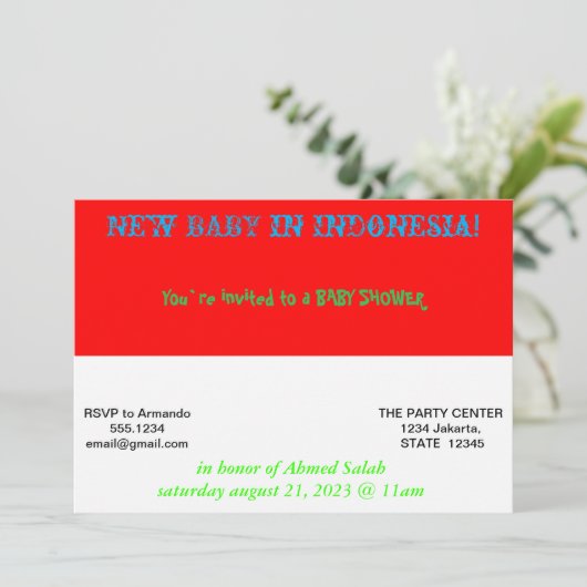 Baby shower met vlag van Indonesië Kaart (Staand voorkant)