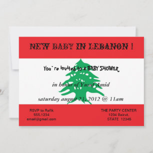 Baby shower met vlag van Libanon Kaart