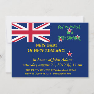 Baby shower met vlag van Nieuw-Zeeland Kaart
