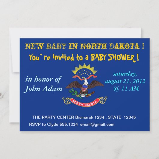Baby shower met vlag van North Dakota Kaart (Voorkant)