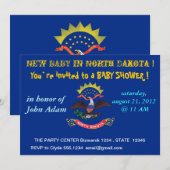 Baby shower met vlag van North Dakota Kaart (Voorkant / Achterkant)