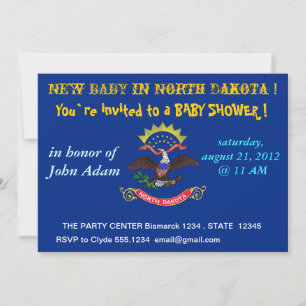 Baby shower met vlag van North Dakota Kaart