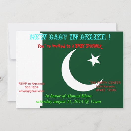 Baby shower met vlag van Pakistan Kaart (Voorkant)