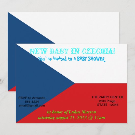 Baby shower met vlag van Tsjechië Kaart (Voorkant / Achterkant)