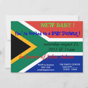 Baby shower met vlag van Zuid-Afrika Kaart