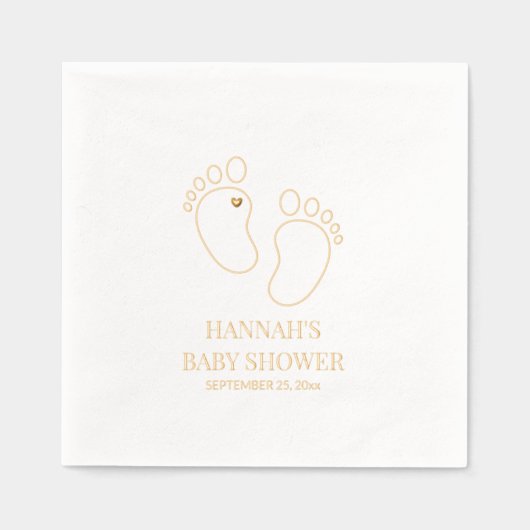 Baby shower met voetafdruk | feestdecor folie servetten (Voorkant)