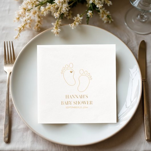 Baby shower met voetafdruk | feestdecor folie servetten