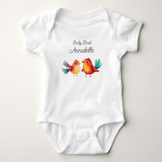Baby Shower met Vogels Leuke Aquarel Romper (Voorkant)