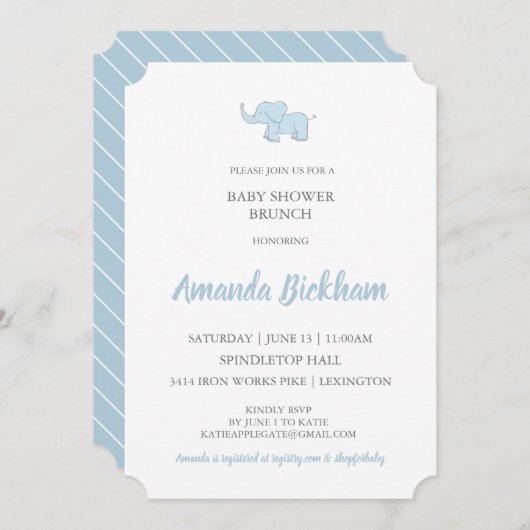 Baby shower met Waterverf olifant Kaart (Voorkant / Achterkant)