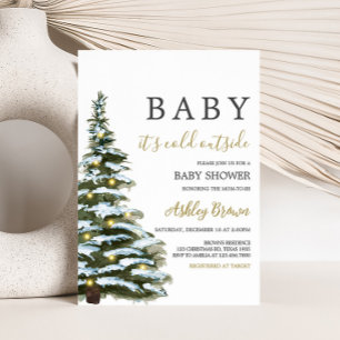 Baby shower met winterkerstbomen kaart