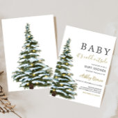 Baby shower met winterkerstbomen kaart
