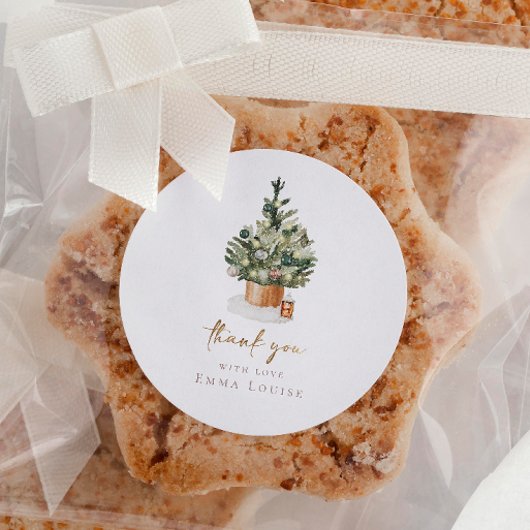 Baby shower met winterkerstbomen ronde sticker