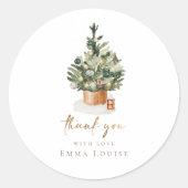 Baby shower met winterkerstbomen ronde sticker (Voorkant)