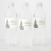 Baby shower met winterkerstbomen waterfles etiket (Flessen)