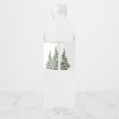 Baby shower met winterkerstbomen waterfles etiket (Achterkant)