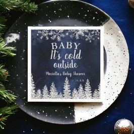 Baby shower met winterkerstzilversnede voor de zee servet