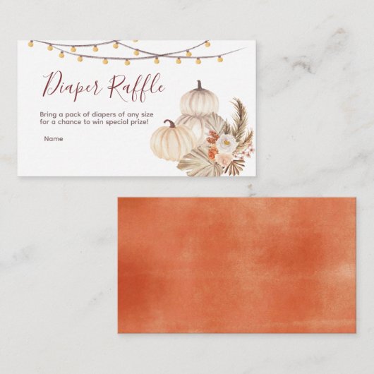 Baby shower met witte crème - luieraffle informatiekaartje (Voorkant / Achterkant)