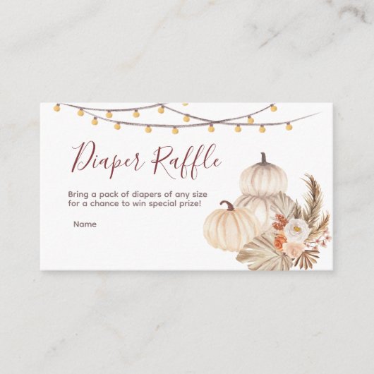 Baby shower met witte crème - luieraffle informatiekaartje (Voorkant)