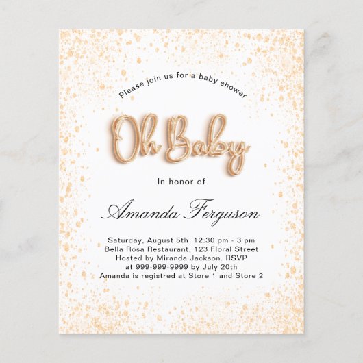 Baby shower met witte glitter (Voorkant)