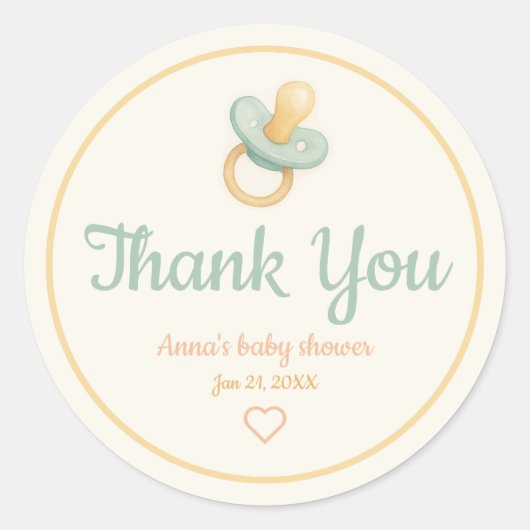 Baby shower met zachte Waterverf Ronde Sticker (Voorkant)