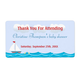 Baby shower met zeilboot etiket