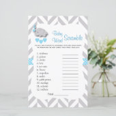 Baby shower met zoete blauwe en grijze olifant - W (Staand voorkant)