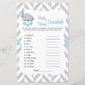 Baby shower met zoete blauwe en grijze olifant - W (Voorkant)