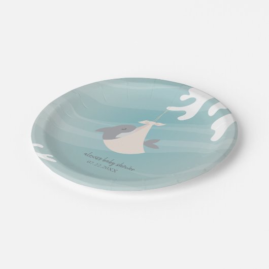 Baby shower met zoete haaien papieren bordje (Gekanteld)