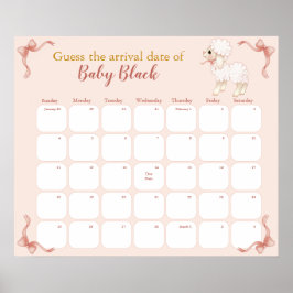 Baby shower met zoete roze lamp Vervaldatum Agenda Poster