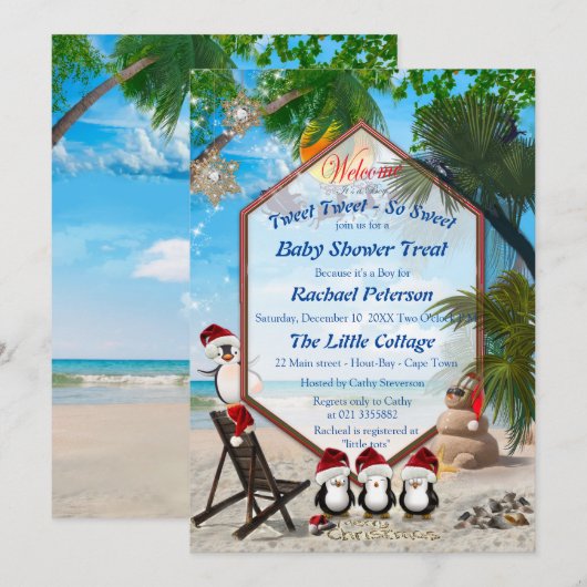 Baby shower met zomerkerst kaart (Voorkant / Achterkant)