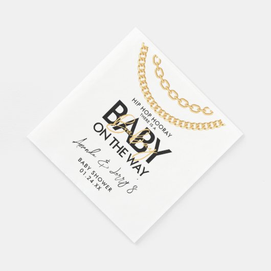 Baby shower met zwarte en goudhap servet (Hoek)