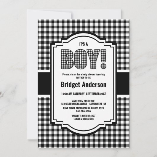 Baby shower met zwarte en witte buffels kaart (Voorkant)