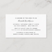 Baby shower met zwarte & witte diamant visitekaartje (Achterkant)