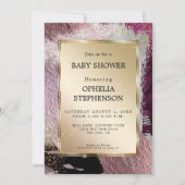 Baby Shower | MetaalGold Cassis Plum Abstract Kaart (Voorkant)