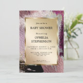 Baby Shower | MetaalGold Cassis Plum Abstract Kaart (Staand voorkant)