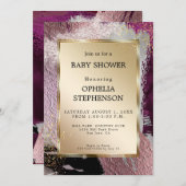 Baby Shower | MetaalGold Cassis Plum Abstract Kaart (Voorkant / Achterkant)