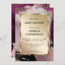 Baby Shower | MetaalGold Cassis Plum Abstract Kaart