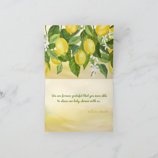 Baby shower Middellandse Zee Lemon Main Squeeze Bedankkaart (Binnen)