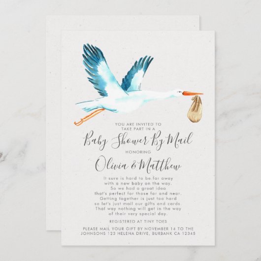 Baby shower Mijn e-mail van paar Kaart (Voorkant / Achterkant)