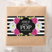 Baby shower Mini Champagne Label Black Stripes (Insitu)